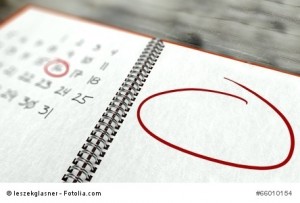 Red circle marked important day, calendar concept